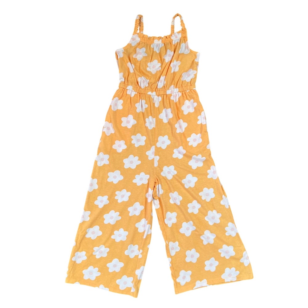 Tucker + Tate Kids Orange Buff Danny Floral Wide Leg Jumpsuit Small NEW NWT